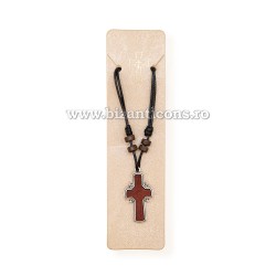 Colier ata - cruce lemn maro - rama metal 12/set
