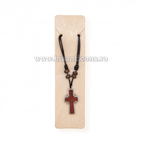 Colier ata - cruce lemn maro - rama metal 12/set