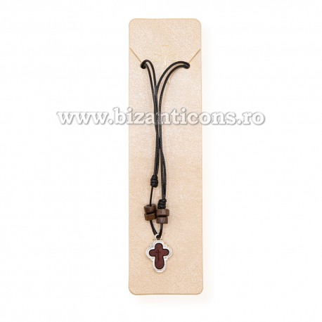 Colier ata - cruce lemn maro - rama metal 12/set