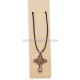 24-97Ag colier ata + cruce lemn - metal argintiu 12/set