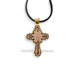 24-97Au colier ata + cruce lemn - metal auriu 12/set