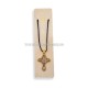 24-97Au colier ata + cruce lemn - metal auriu 12/set