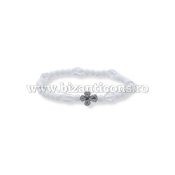40-238 metanie bila alba - sticla - cruce metal 12/set