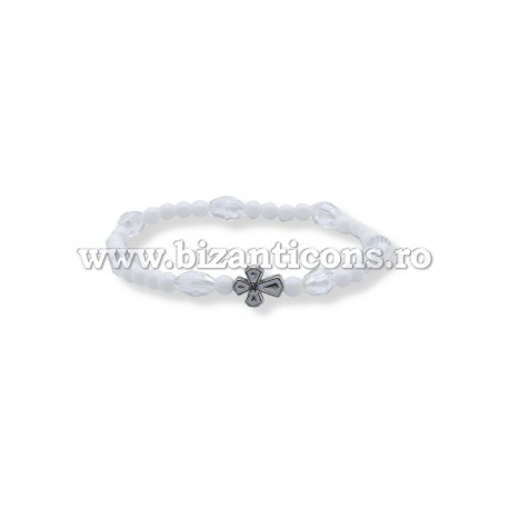 40-238 metanie bila alba - sticla - cruce metal 12/set
