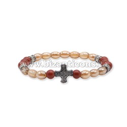40-354 methane - glass-ring-rhinestone -cross-metal-12/set