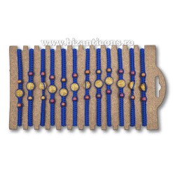 34-280AB metanie impletita ALBASTRU + cruce metal - carton 12/set
