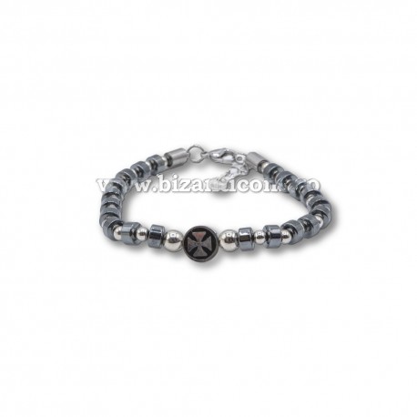 5-253 metanie bile INOX - hematit + cruce 12/set