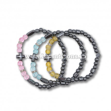 14-62 metanie hematit + sticla + cruce hematit 12/set