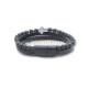27-811 metanie piele subtire + bile - dubla - cruce hematit 12/set