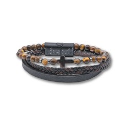27-812 metanie piele subtire + bile - dubla - cruce hematit 12/set