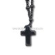 43-52 colier ata - bile negre + cruce piatra naturala 12/set