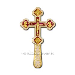 CRUCE Bin. 1,5x15x29,5cm - aurie - email - cu icoane D101-42Au