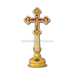 CRUCE Bin. 1,5x15x29,5+8cm - aurie - email - cu icoane + BAZA D101-43AuB