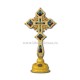 CRUCE Bin. 1,2x19x31+8cm - aurita - medalioane icoana ceramica + BAZA D101-45AuB