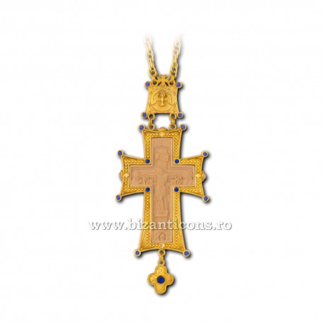 CRUCE Stavrofor aurita - pietre albastre - 16x6,8 cm MT 140-217Ab