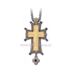 Cruce pectorala Argintie - pietre albastre - 3,8x8,8 cm MT 140-220 Ab