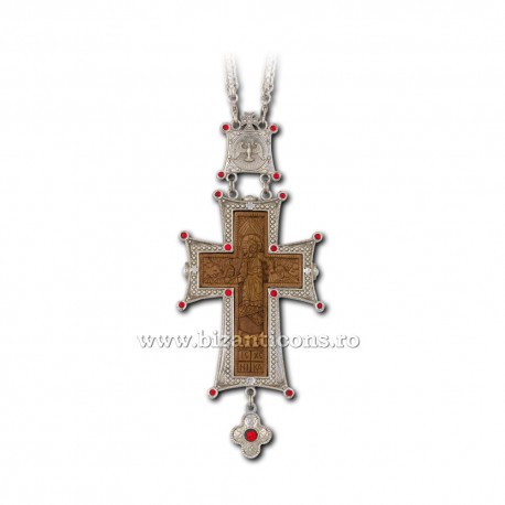 CRUCE Stavrofor argintata lemn gravat - 16x6,8 cm MT 140-219
