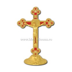 6-69 cruce metal cu baza - aurie + email 15cm 120/bax