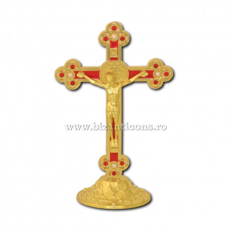6-69 cruce metal cu baza - aurie + email 15cm 120/bax 6-69 cruce metal cu baza - aurie + email 15cm 120/bax
