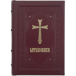 73-60 Liturghier mare legat manual in piele naturala grena, goldschnit