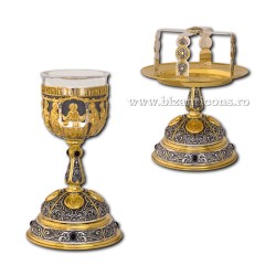 Set Sf Vase - aurit si argintat - cupa argint 925 - Apostoli relief - 1000 ml AT 320-58