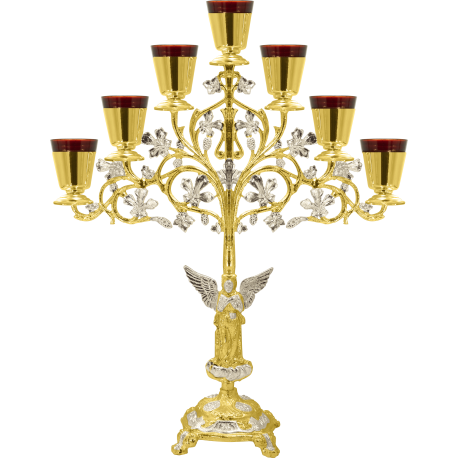 CANDELA MASA 7 brate - electrica aurita si argintata O 65-690E