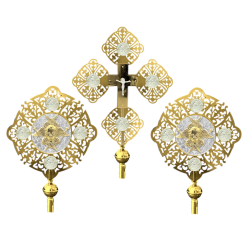SET 2 Heruvimi + Cruce aurit si argintat 55/67 cm O 44-446