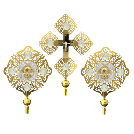 SET 2 Heruvimi + Cruce aurit si argintat 55/67 cm O 44-446 SET 2 Heruvimi + Cruce aurit si argintat 55/67 cm O 44-446