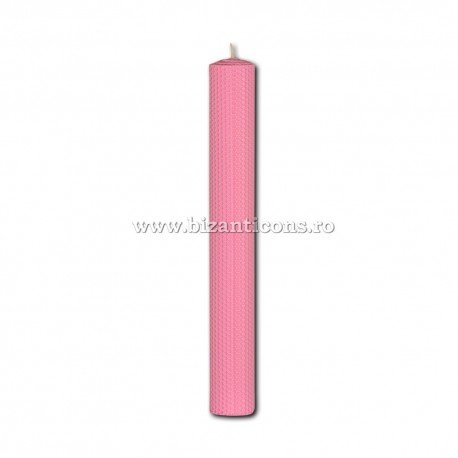 17-402 Lumanare Botez din ceara naturala 40x5,1 cm - roza