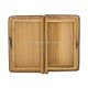 68-304 cutie tamaie lemn - cruce metal - imbracata in piele maro 9.5X4.8X16
