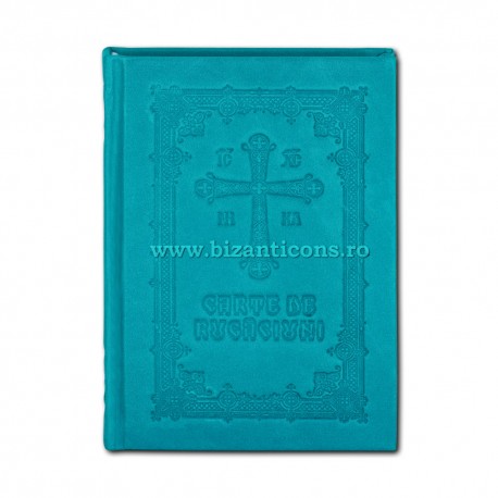 73-706 Carte de Rugaciuni - legata in piele - turquoise - 12,3 x 17,3 cm