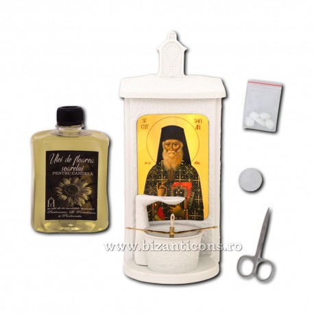 125-527 Candela cu ulei - portelan - 24,5x16x11 cm - Sf. Cuv. Sofian 
