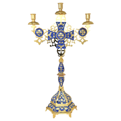 SFESNIC MASA 3 brate - lumanari aurit email albastru Hexa 2 O 64-679