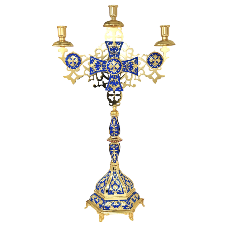 SFESNIC MASA 3 brate - lumanari aurit email albastru Hexa 2 O 64-679