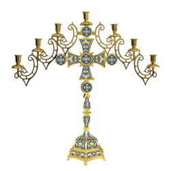 SFESNIC MASA 7 brate - lumanari aurit email albastru Hexa 2 O 62-668