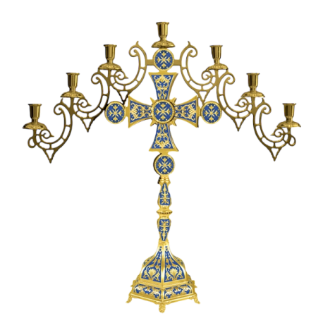 SFESNIC MASA 7 brate - lumanari aurit email albastru Hexa 2 O 62-668