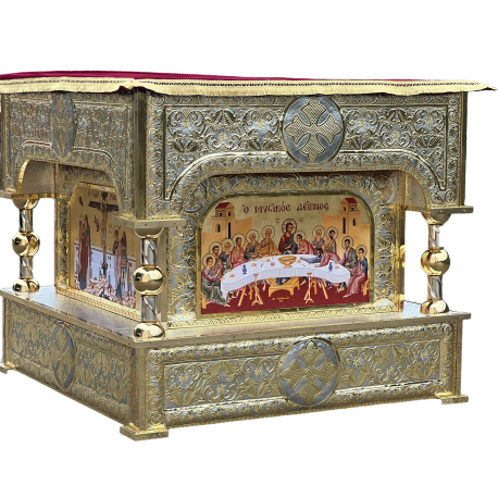 SFANTA masa icoane poza - bronz aurita si argintata O 139-1360