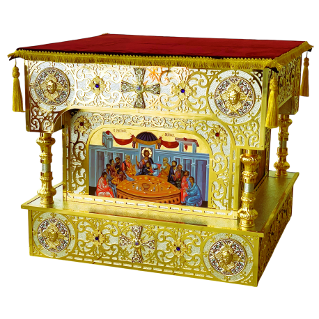 SFANTA masa icoane poza - bronz aurita si argintata email O 139-1340