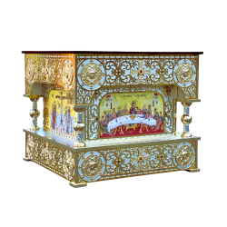 SFANTA masa icoane poza - bronz aurita si argintata O 139-1341