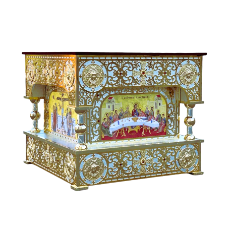 SFANTA masa icoane poza - bronz aurita si argintata O 139-1341