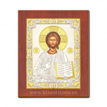 Icoana Ag925 lemn Pantocrator 18x22 PM40-001