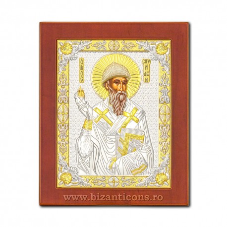 Icoana Ag925 lemn Sf Spiridon 18x22 PM40-012