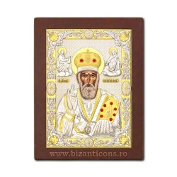 Icoana Ag925 lemn Sf Nicolae 20x26 PM50-009