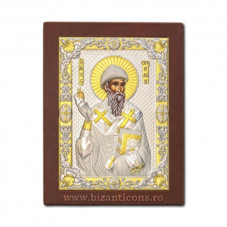 Icoana Ag925 lemn Sf Spiridon 20x26 PM50-012