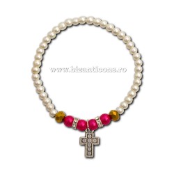 3-80 metanie perle + 2 stras + cruce 12/set