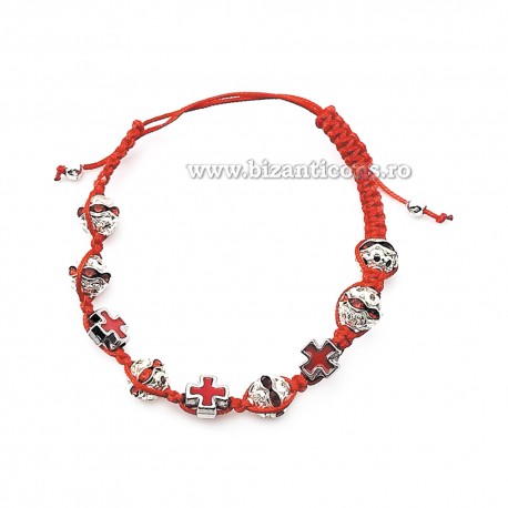 34-32 metanie impletita - bile mici metal stras + cruce 12/set RED 20% RTR2
