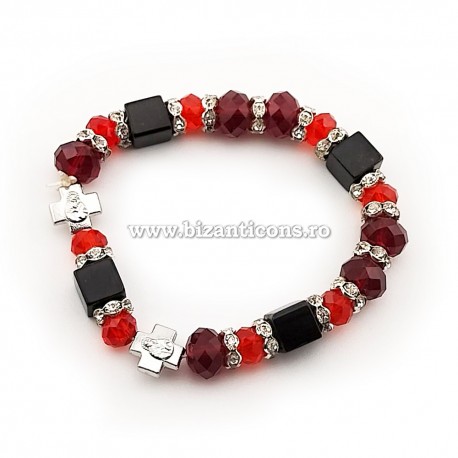 40-132 metanie sticla rosu + negru + stras 12/set RED 20% RTR2