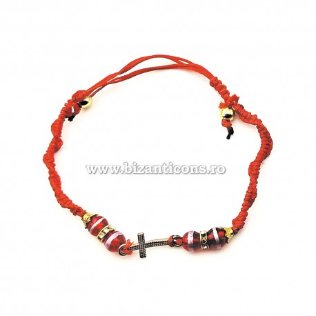 47-65C metanie impletita colorate - inel stras + cruce aurie 12/set RTR2