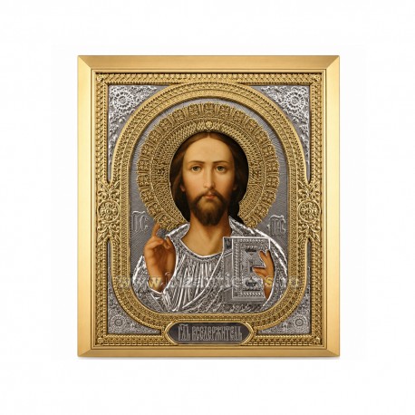 13-238-001 icoana birou metal SG - rama 22x26cm - M Pantocrator 36/bax
