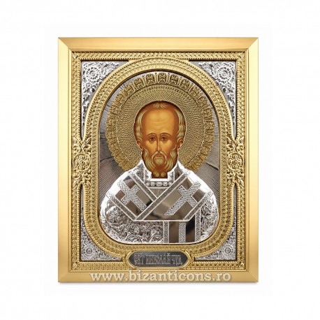 13-238-009 icoana birou metal SG - rama 22x26cm - Sf Nicolae 36/bax